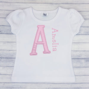 Name Shirt Pink Glitter Letter