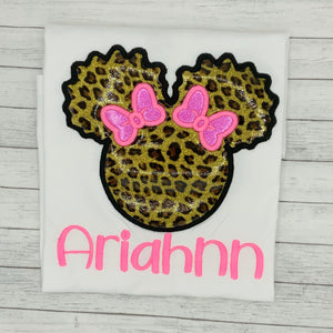 Puff Ponytails Name Shirt - Leopard Print